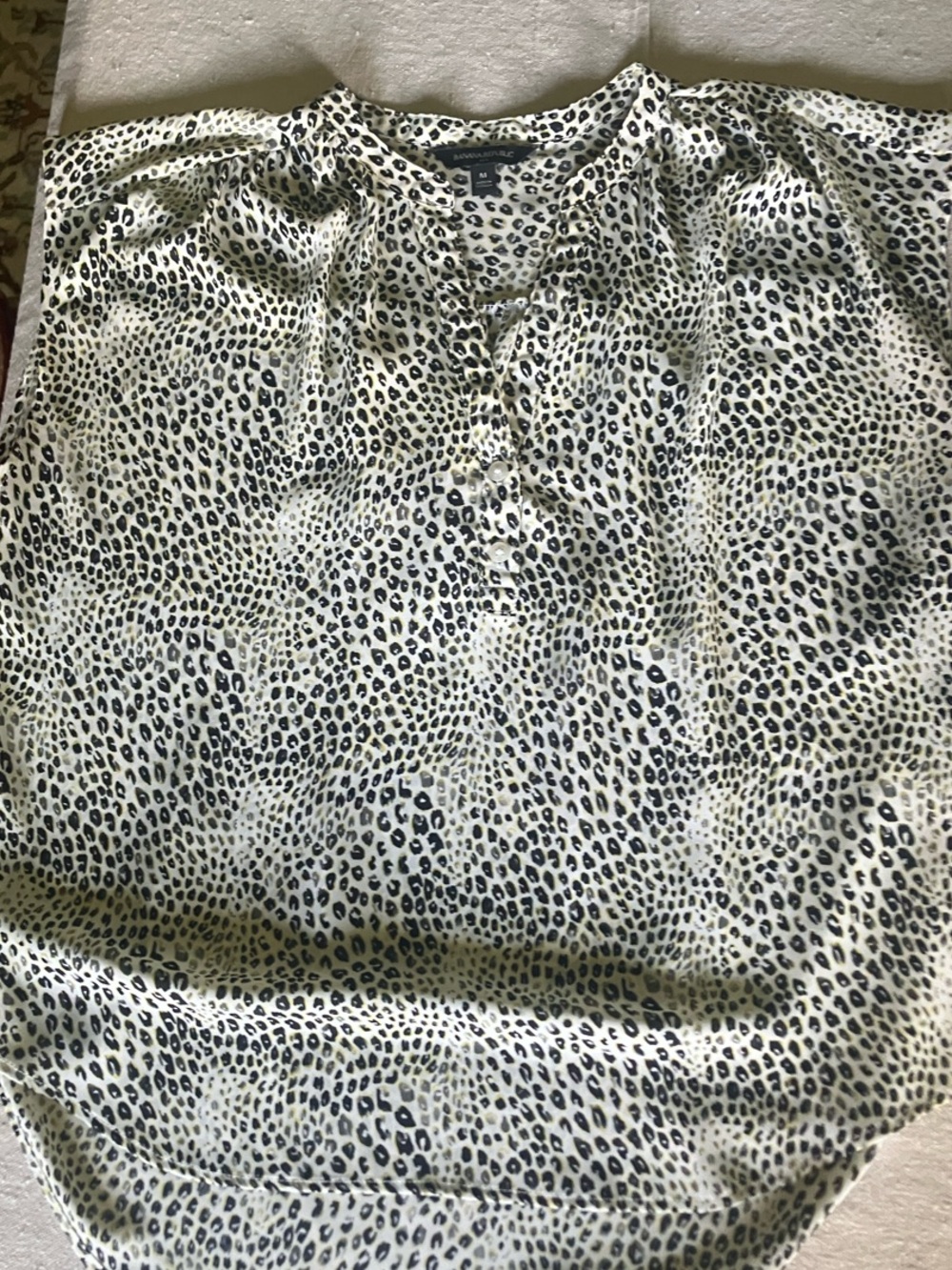 Banana Republic Black and Off-White Leopard Print Sleeveless Top
